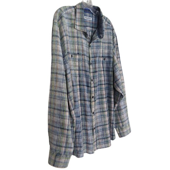 Tommy Bahama button down shirt Men's size XL blue plaid cotton - Picture 3 of 14